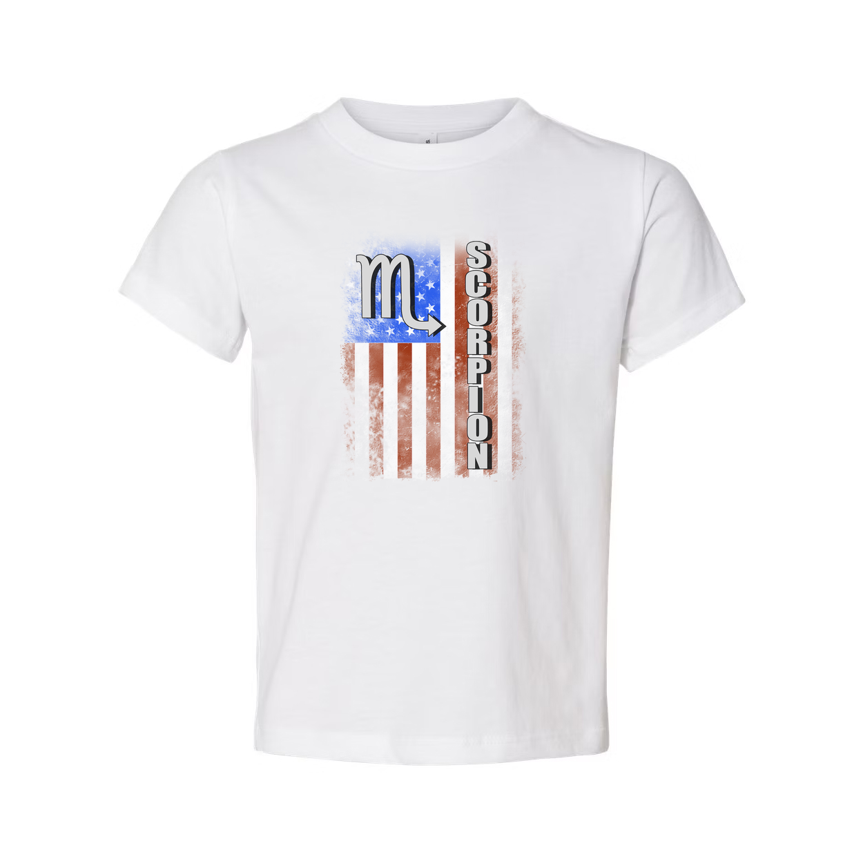 Unisex Scorpio Zodiac T Shirt With Distressed American Flag Graphic Design For Enthusiasts