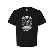 Unisex Virgo Zodiac Graphic T Shirt With Circular Emblem And Inspirational Text Design