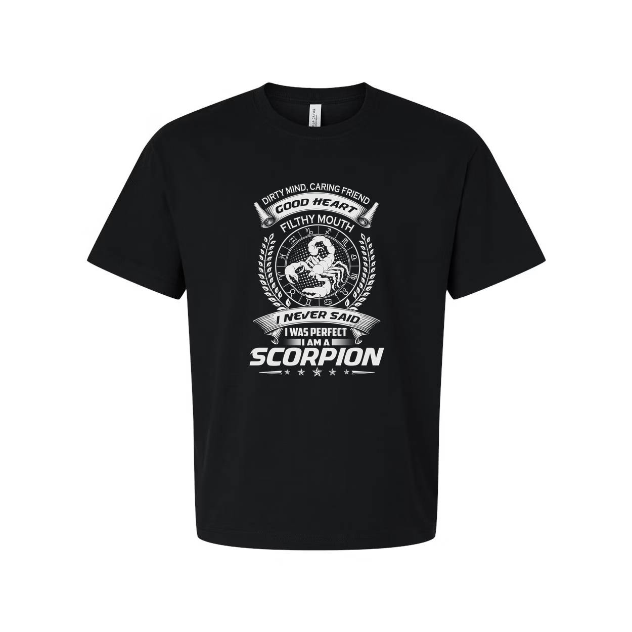 Unisex Scorpio Zodiac Graphic T Shirt With Crest Emblem And Ornate Circle Design