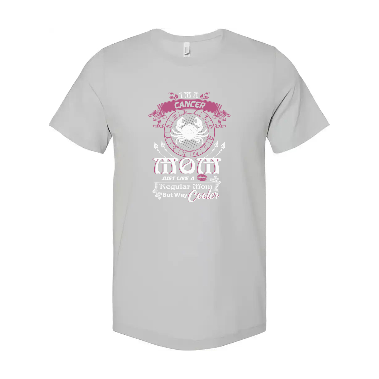Cancer Moon Zodiac Graphic Unisex T Shirt With Circle Astrology Motif And Quote Just Like A Regular Mom But Way Cooler