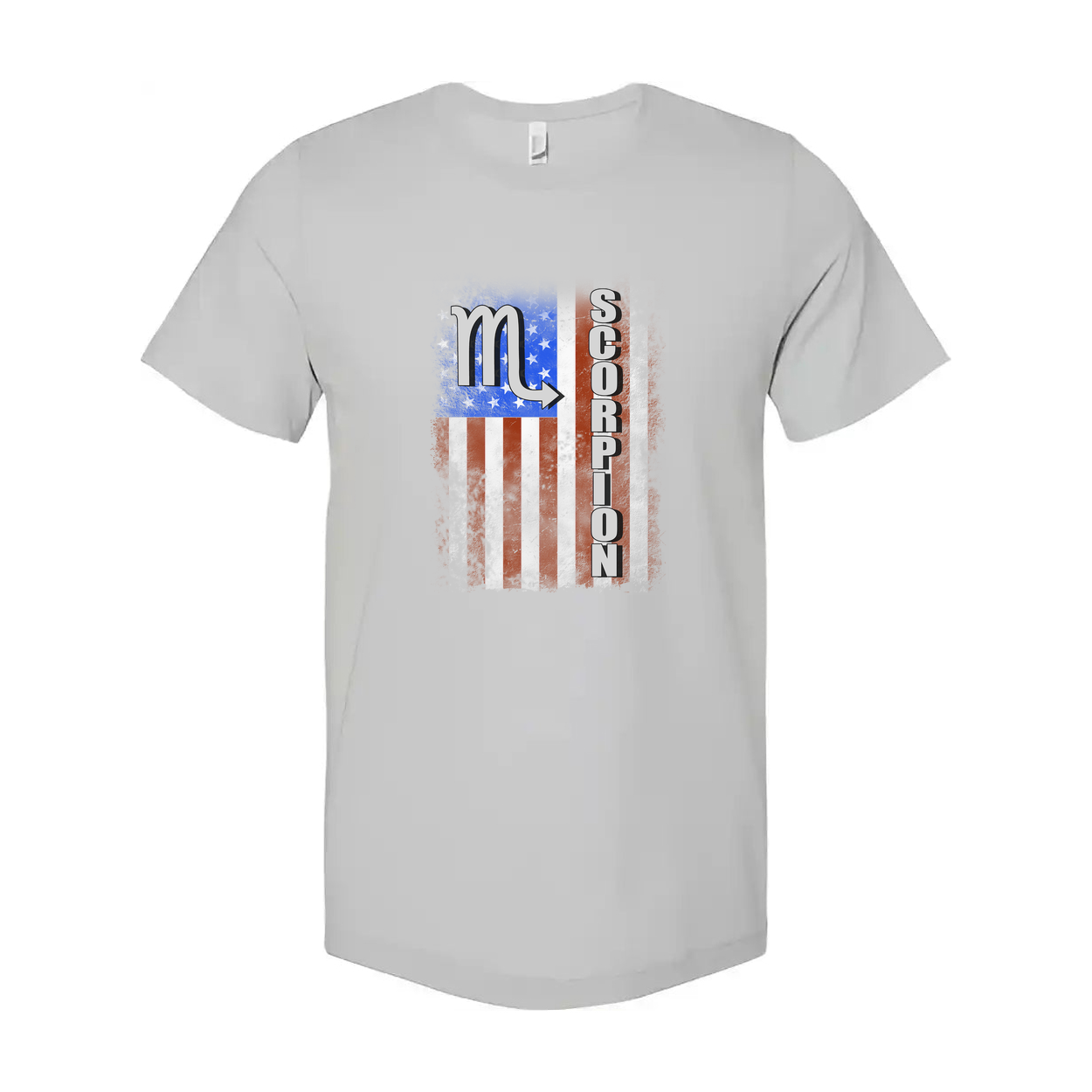 Unisex Scorpio Zodiac T Shirt With Distressed American Flag Graphic Design For Enthusiasts