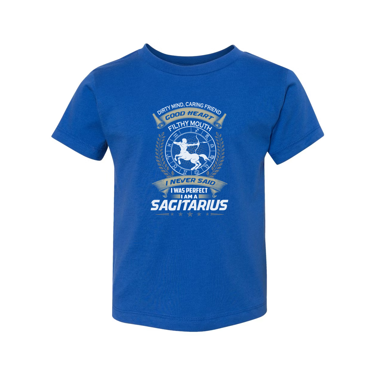 Sagittarius Zodiac Graphic Tee For Unisex Adults With Classic Emblem And Laurel Wreath Detailing