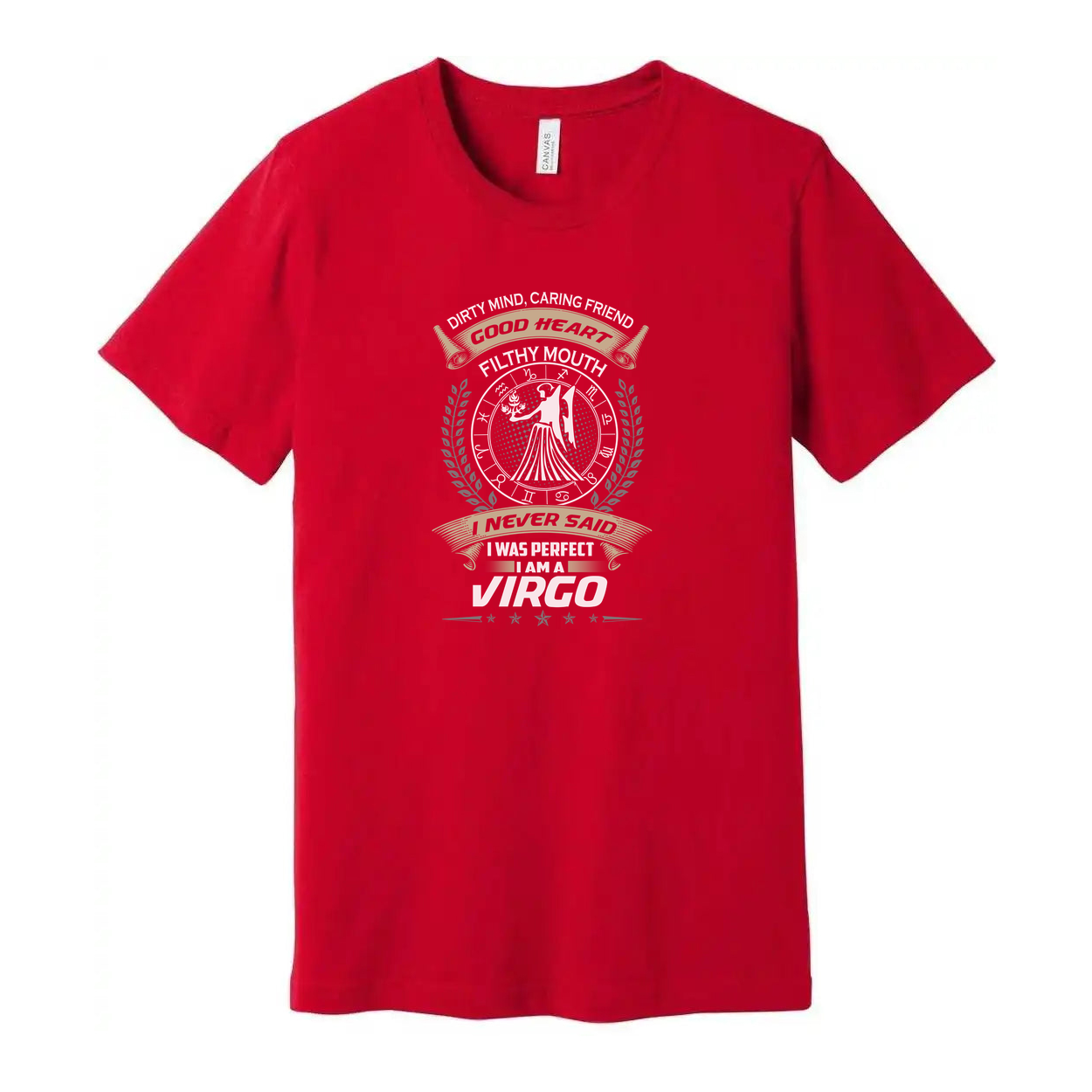 Virgo Zodiac Graphic Unisex T Shirt With Ornate Emblem And Motivational Seal Text