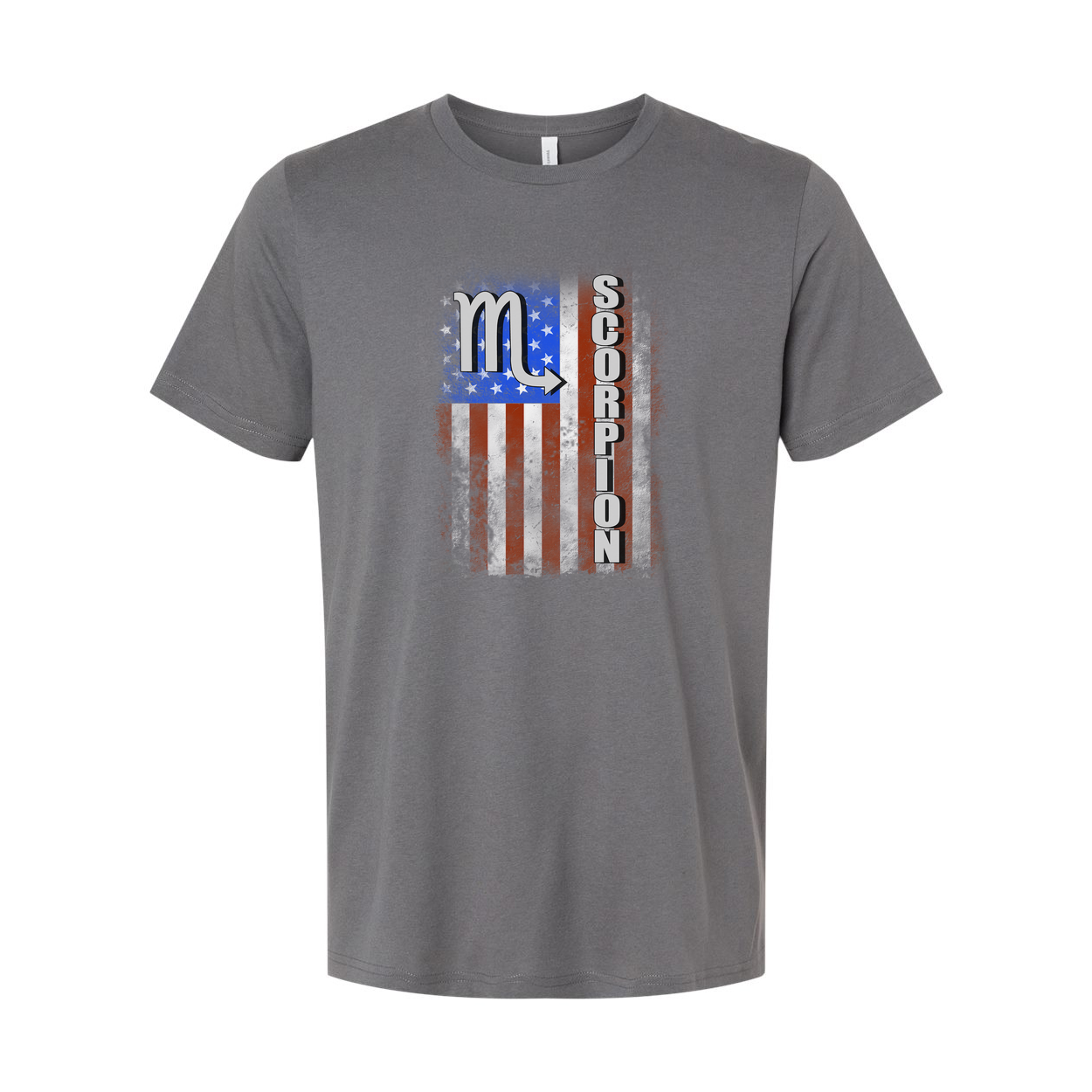 Unisex Scorpio Zodiac T Shirt With Distressed American Flag Graphic Design For Enthusiasts