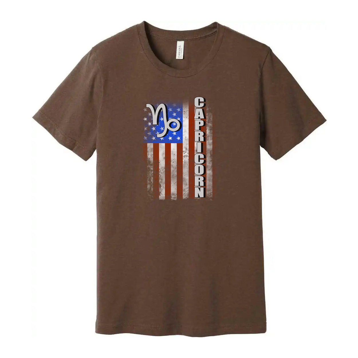Capricorn Zodiac Graphic Tee With USA Flag Design For Unisex Adults Comfort Fit Casual Wear