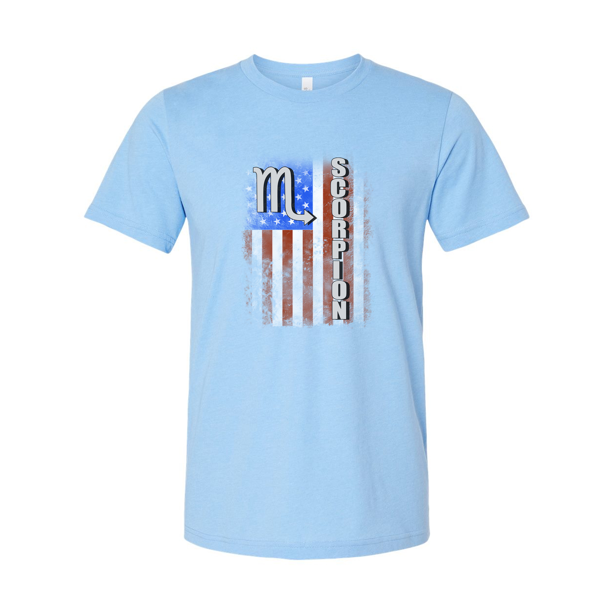 Unisex Scorpio Zodiac T Shirt With Distressed American Flag Graphic Design For Enthusiasts