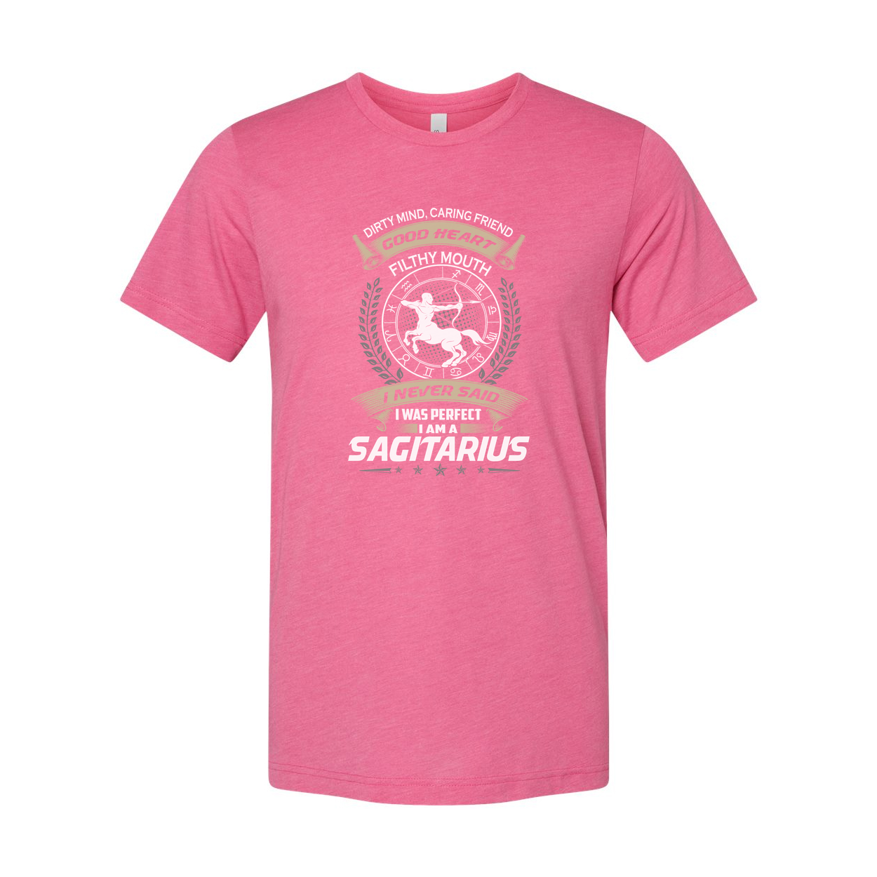 Sagittarius Zodiac Graphic Tee For Unisex Adults With Classic Emblem And Laurel Wreath Detailing
