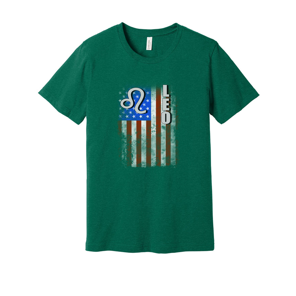 Leo Zodiac Sign Unisex T Shirt With American Flag Graphic And Distressed Print On Tee