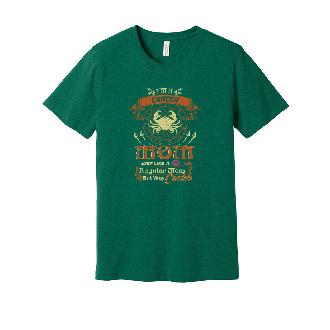 Cancer Moon Zodiac Mom Graphic Tee With Retro Astrology Emblem For Stylish Moms And Astrology Fans
