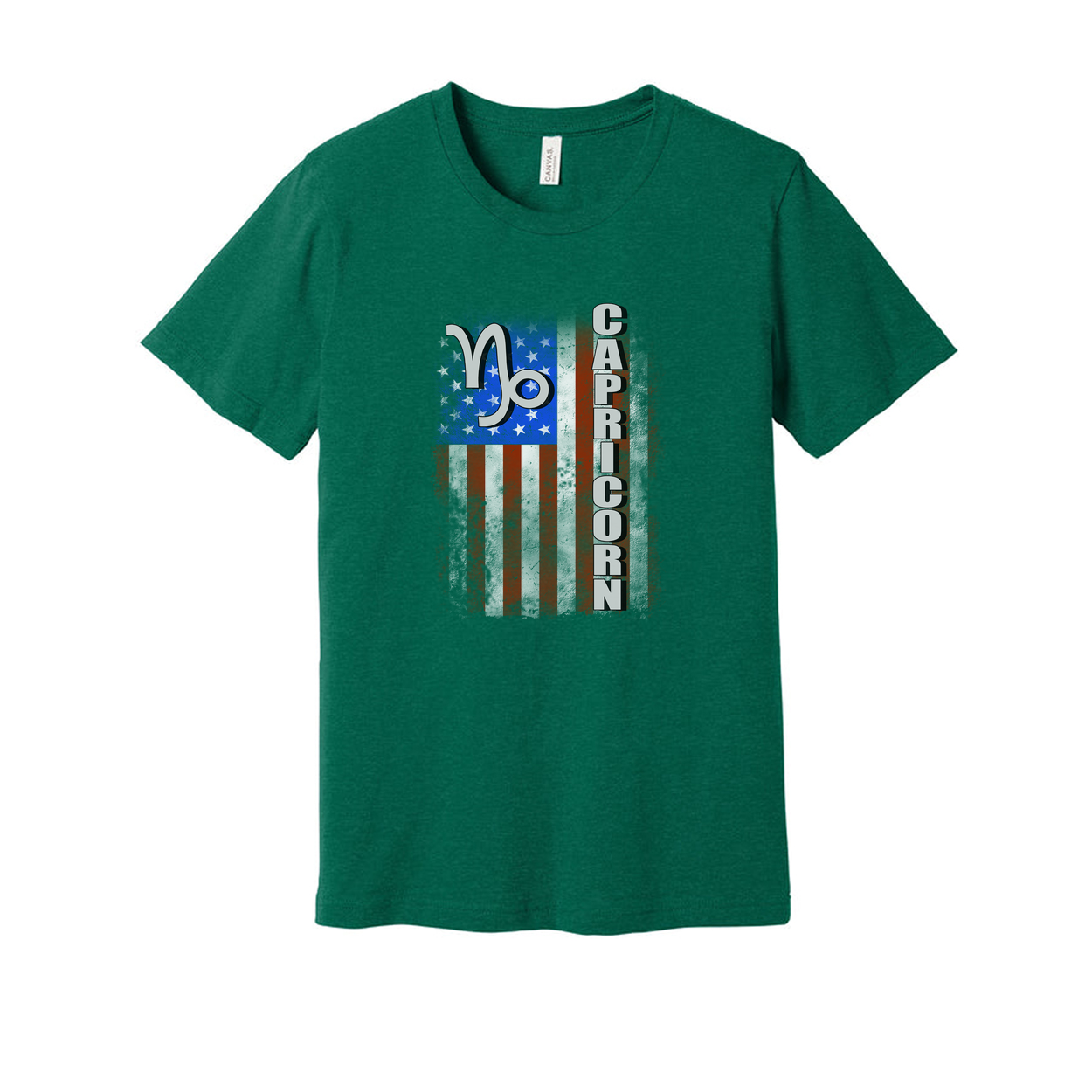 Capricorn Zodiac Graphic Tee With USA Flag Design For Unisex Adults Comfort Fit Casual Wear