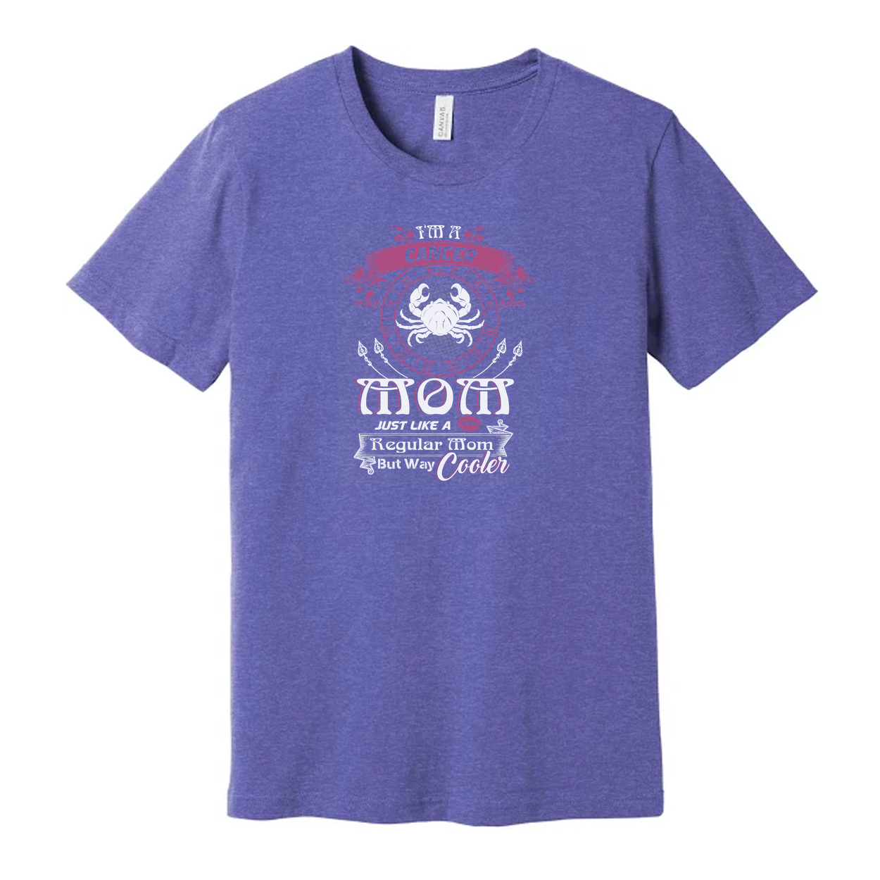 Cancer Moon Zodiac Graphic Unisex T Shirt With Circle Astrology Motif And Quote Just Like A Regular Mom But Way Cooler