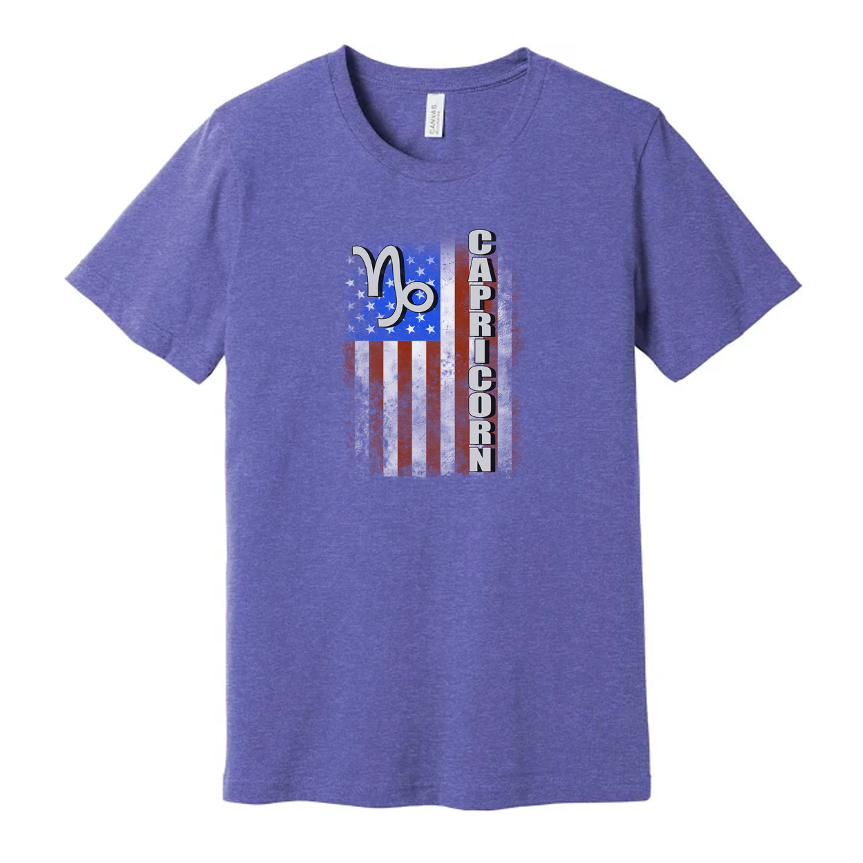 Capricorn Zodiac Graphic Tee With USA Flag Design For Unisex Adults Comfort Fit Casual Wear