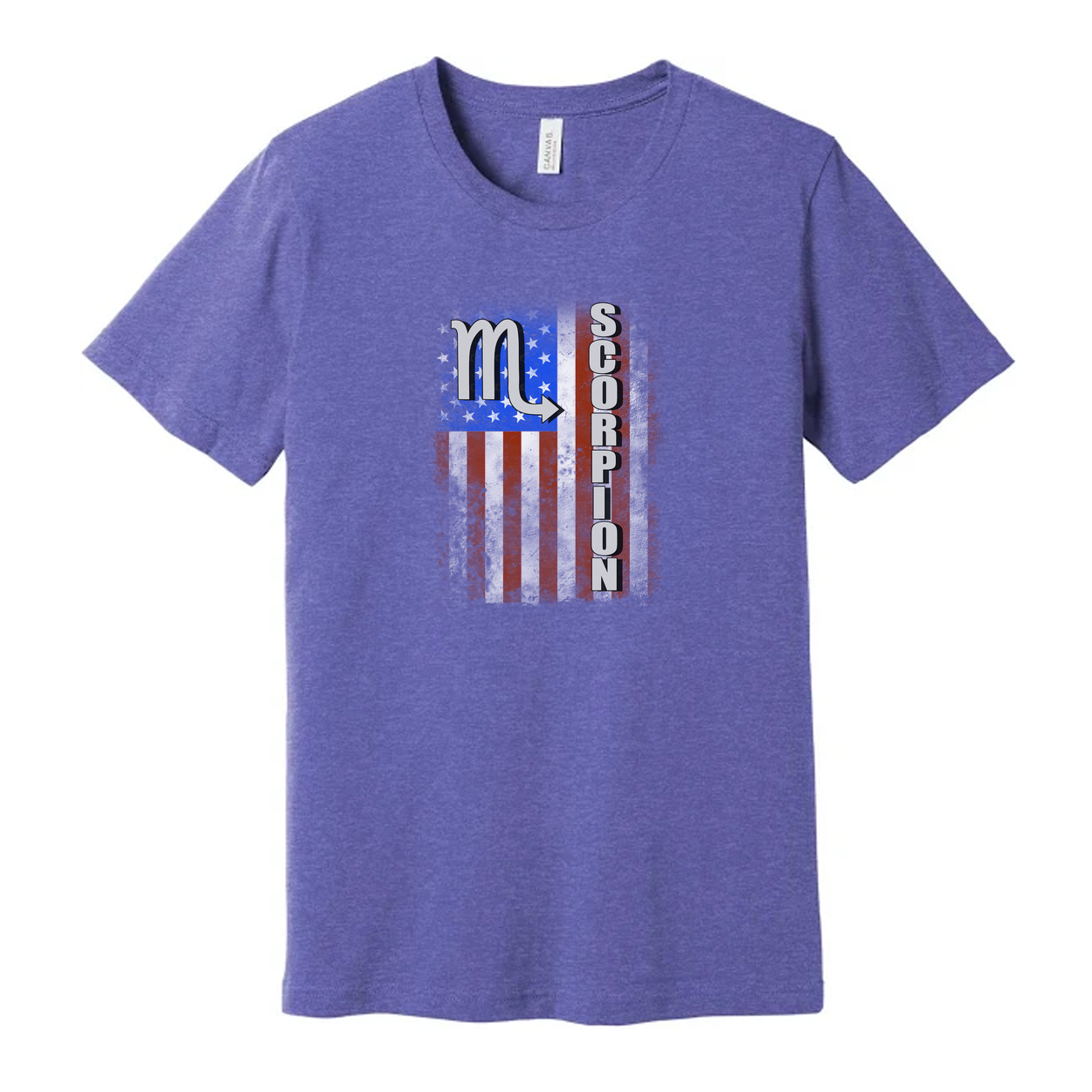 Unisex Scorpio Zodiac T Shirt With Distressed American Flag Graphic Design For Enthusiasts