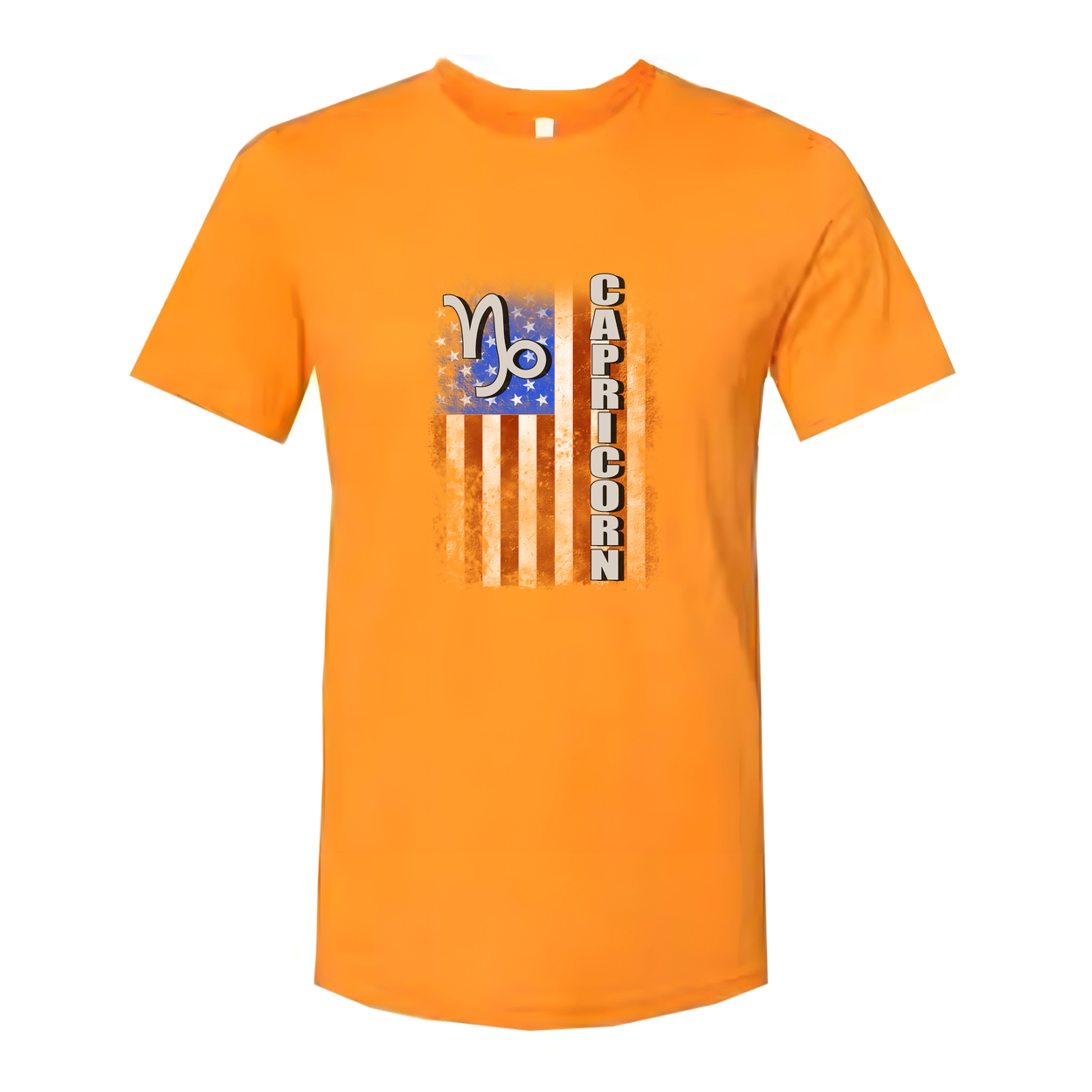 Capricorn Zodiac Graphic Tee With USA Flag Design For Unisex Adults Comfort Fit Casual Wear