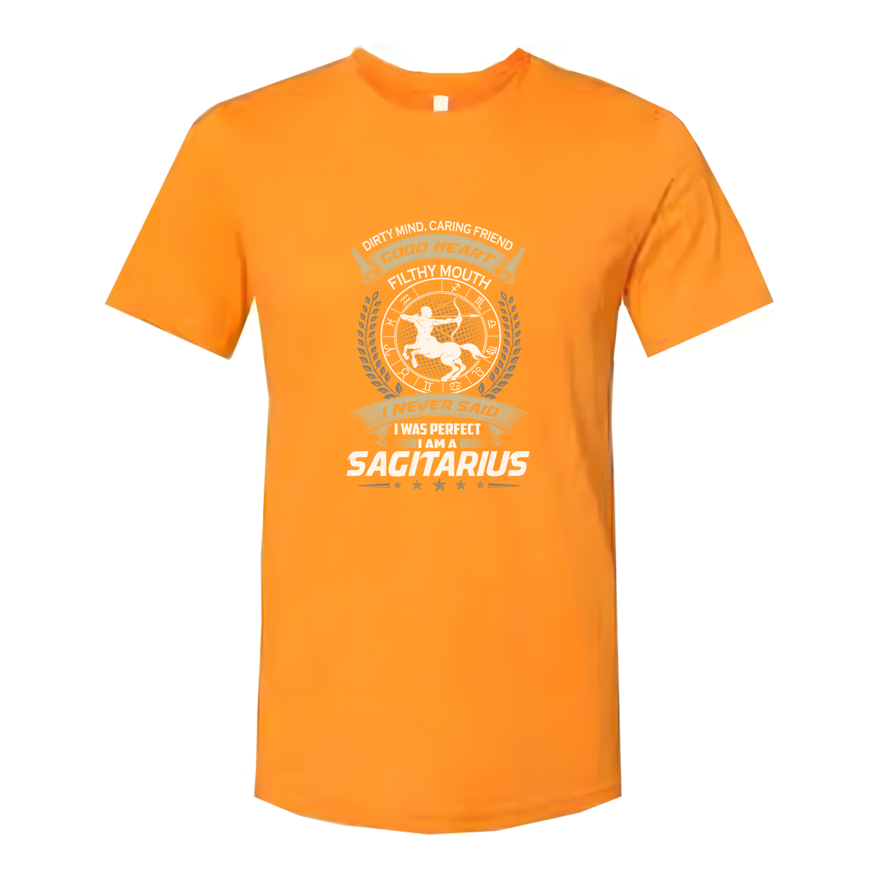 Sagittarius Zodiac Graphic Tee For Unisex Adults With Classic Emblem And Laurel Wreath Detailing