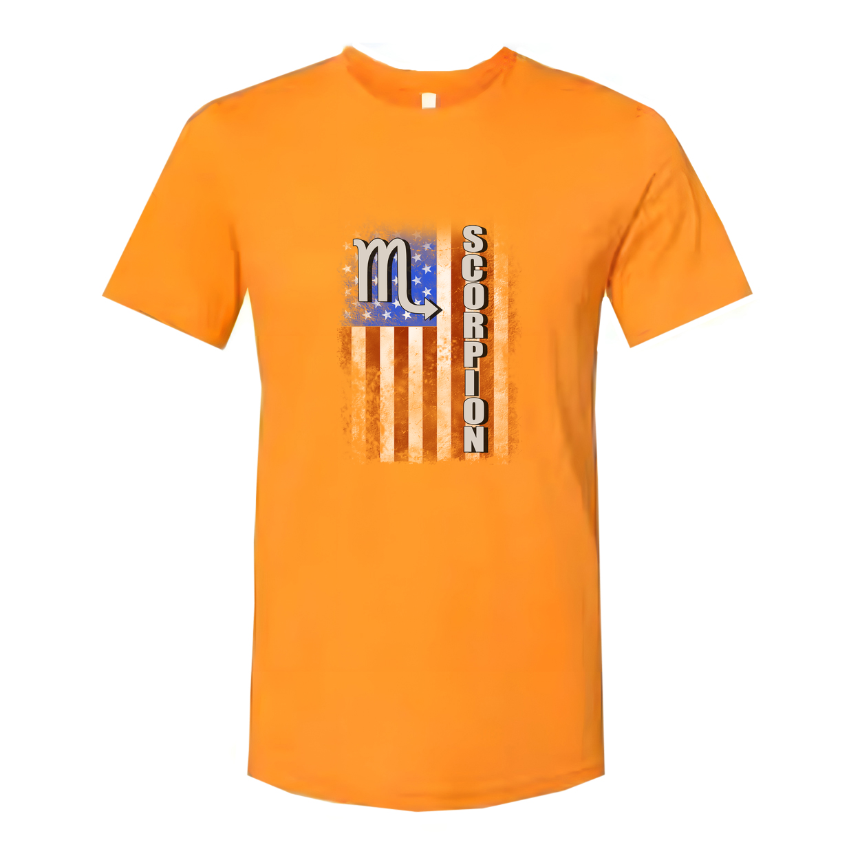 Unisex Scorpio Zodiac T Shirt With Distressed American Flag Graphic Design For Enthusiasts