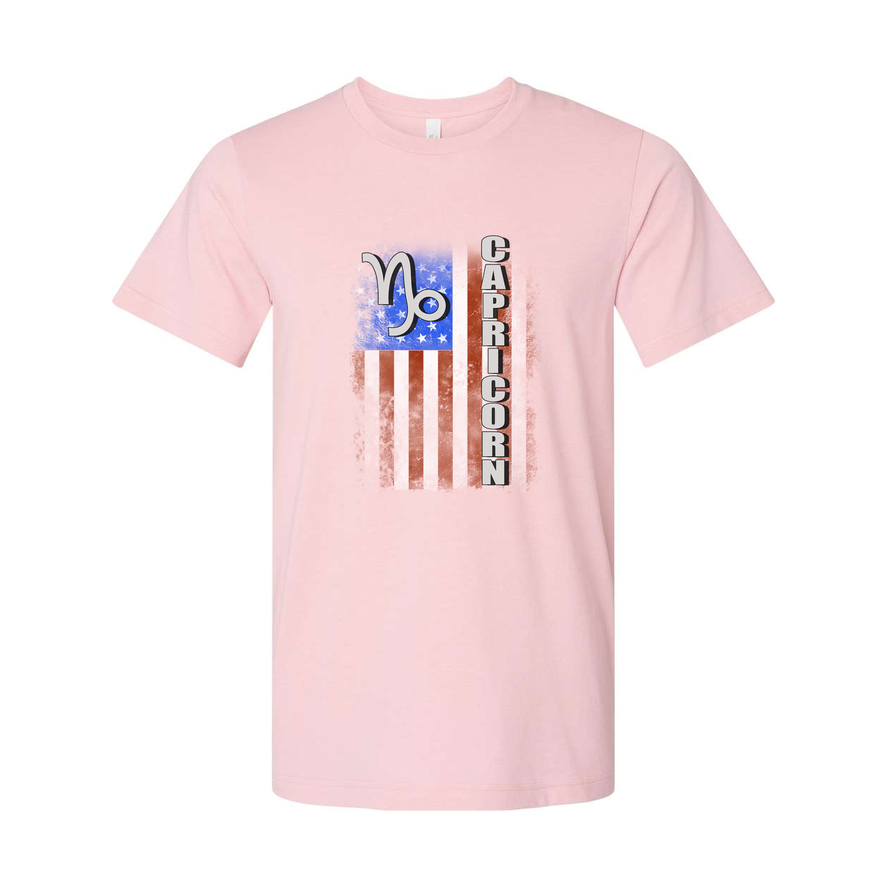 Capricorn Zodiac Graphic Tee With USA Flag Design For Unisex Adults Comfort Fit Casual Wear