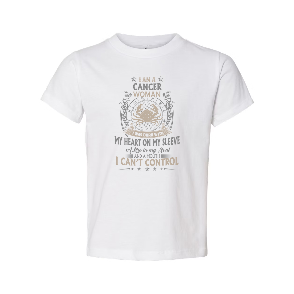 Cancer Woman Zodiac T Shirt With Heart On Sleeve Design