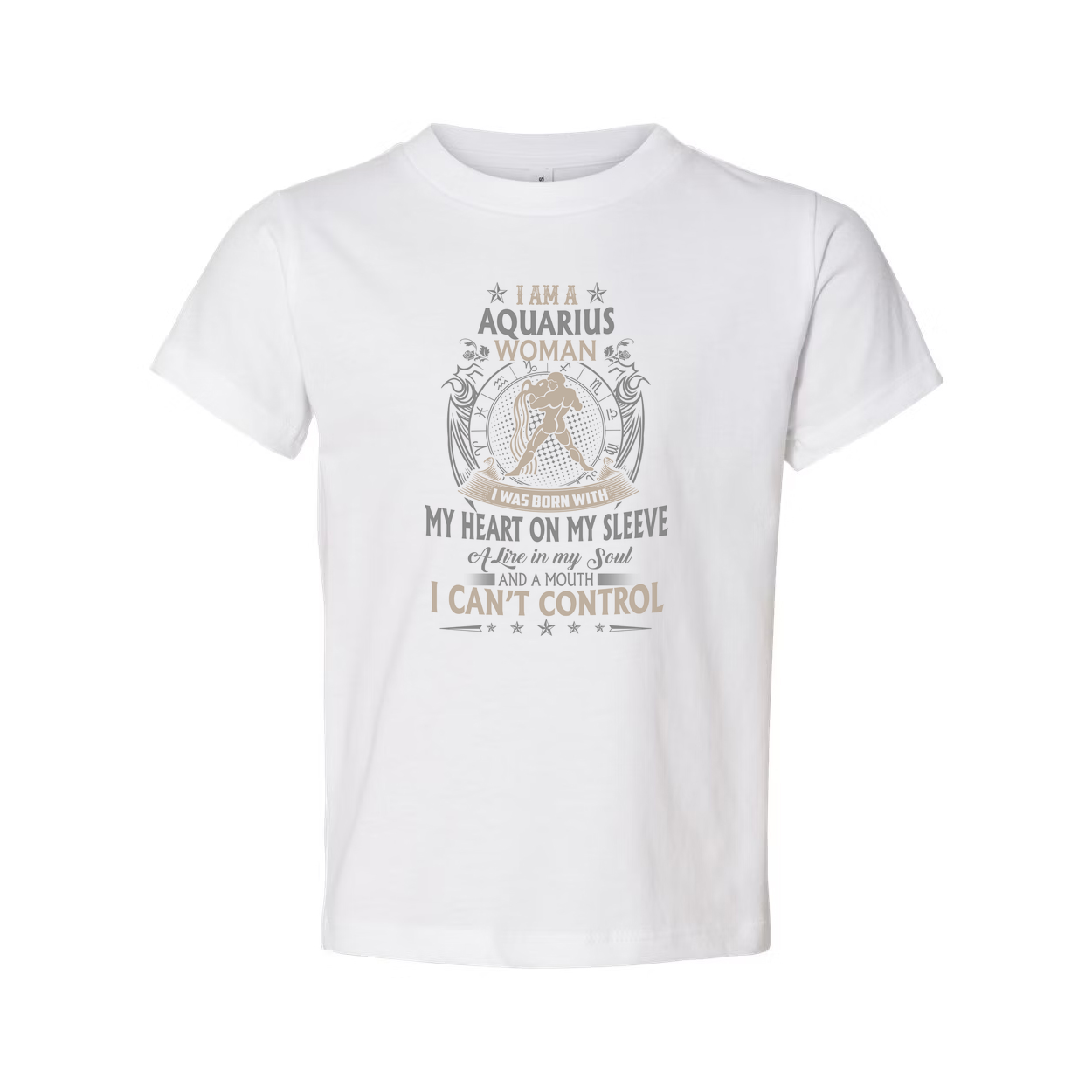 Aquarius Woman Zodiac Unisex T Shirt I Was Born With My Heart On My Sleeve Graphic Tee