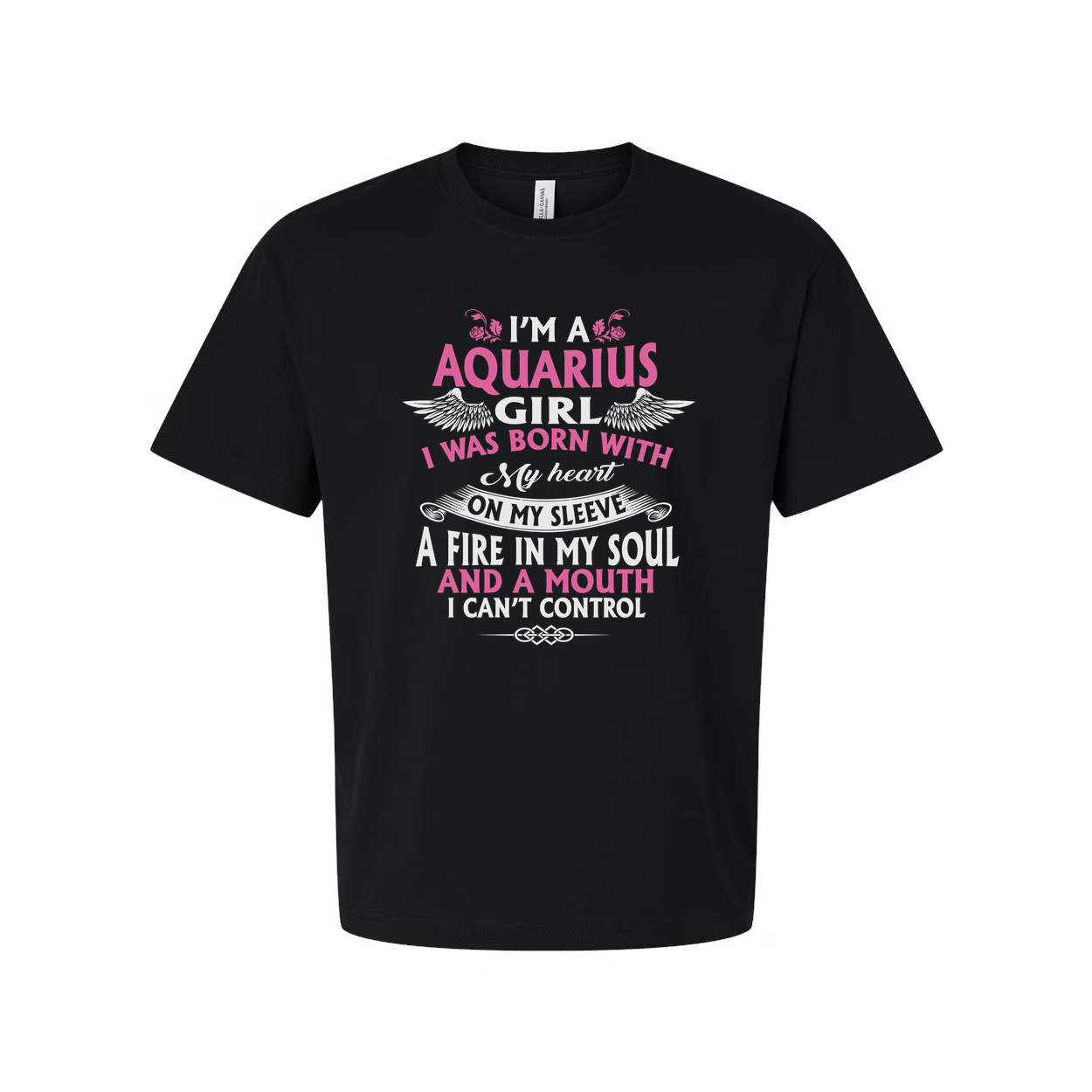 Unisex Aquarius Girl Zodiac T Shirt With Quote I Was Born With My Heart On My Sleeve