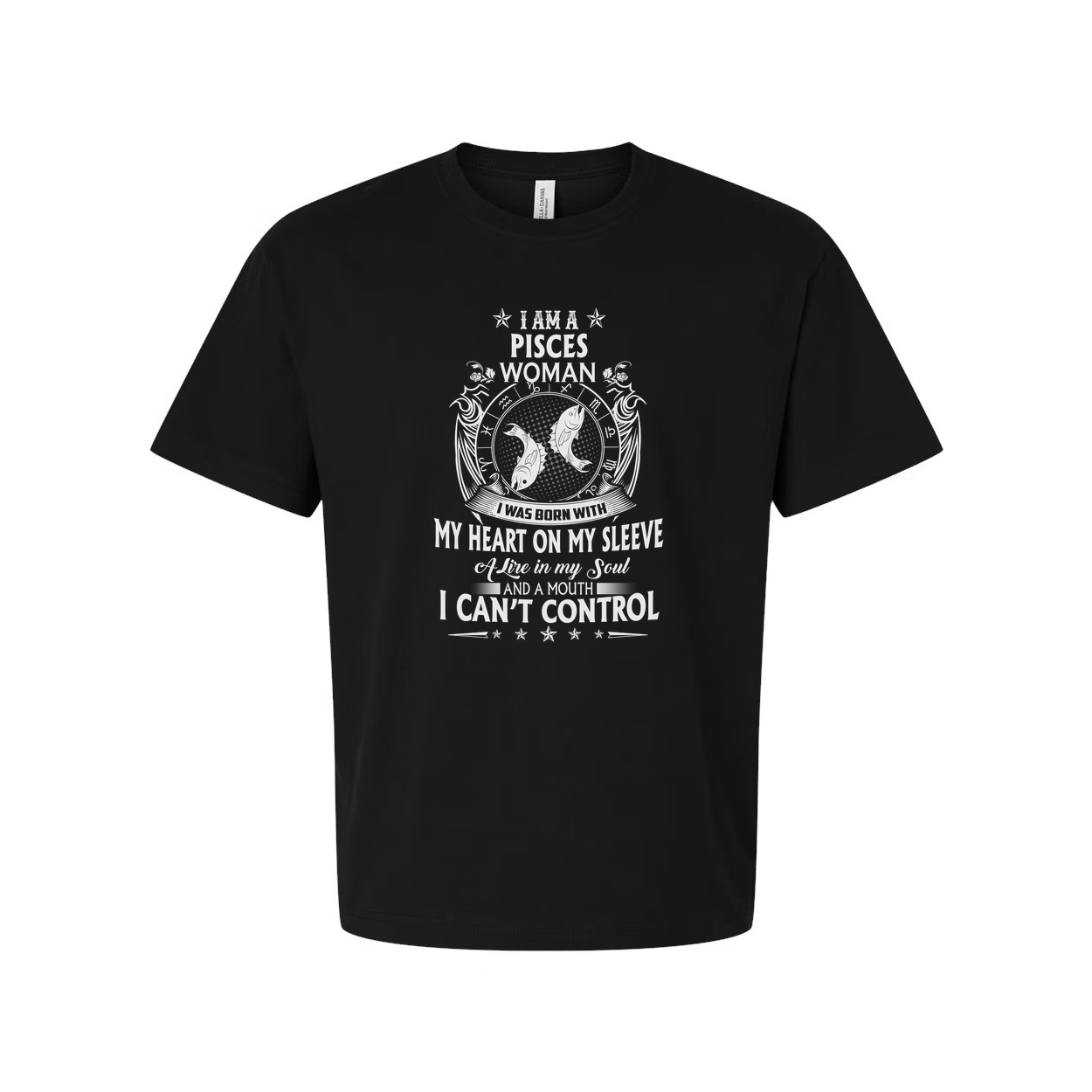 Unisex Short Sleeve Zodiac Graphic Tee Featuring Pisces Symbol With Celestial Emblem And Center Chest Artwork