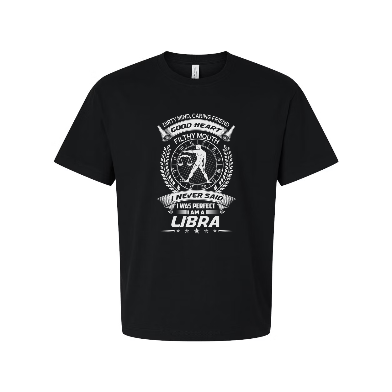 Libra Zodiac Graphic T Shirt With Crest And Motivational Motto For Men And Women Unisex Casual Wear