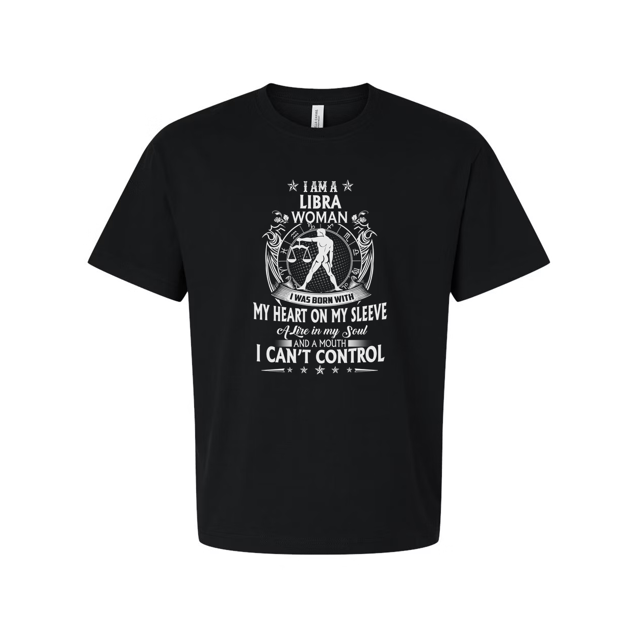 Libra Woman Zodiac Graphic Tee With I Am A Libra Woman And I Cannot Control My Heart