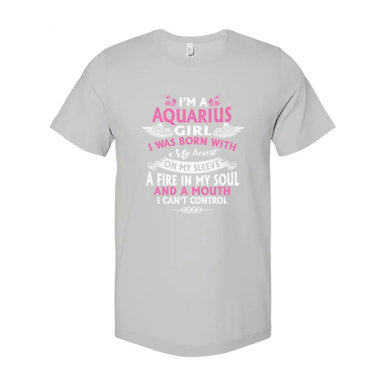 Unisex Aquarius Girl Zodiac T Shirt With Quote I Was Born With My Heart On My Sleeve