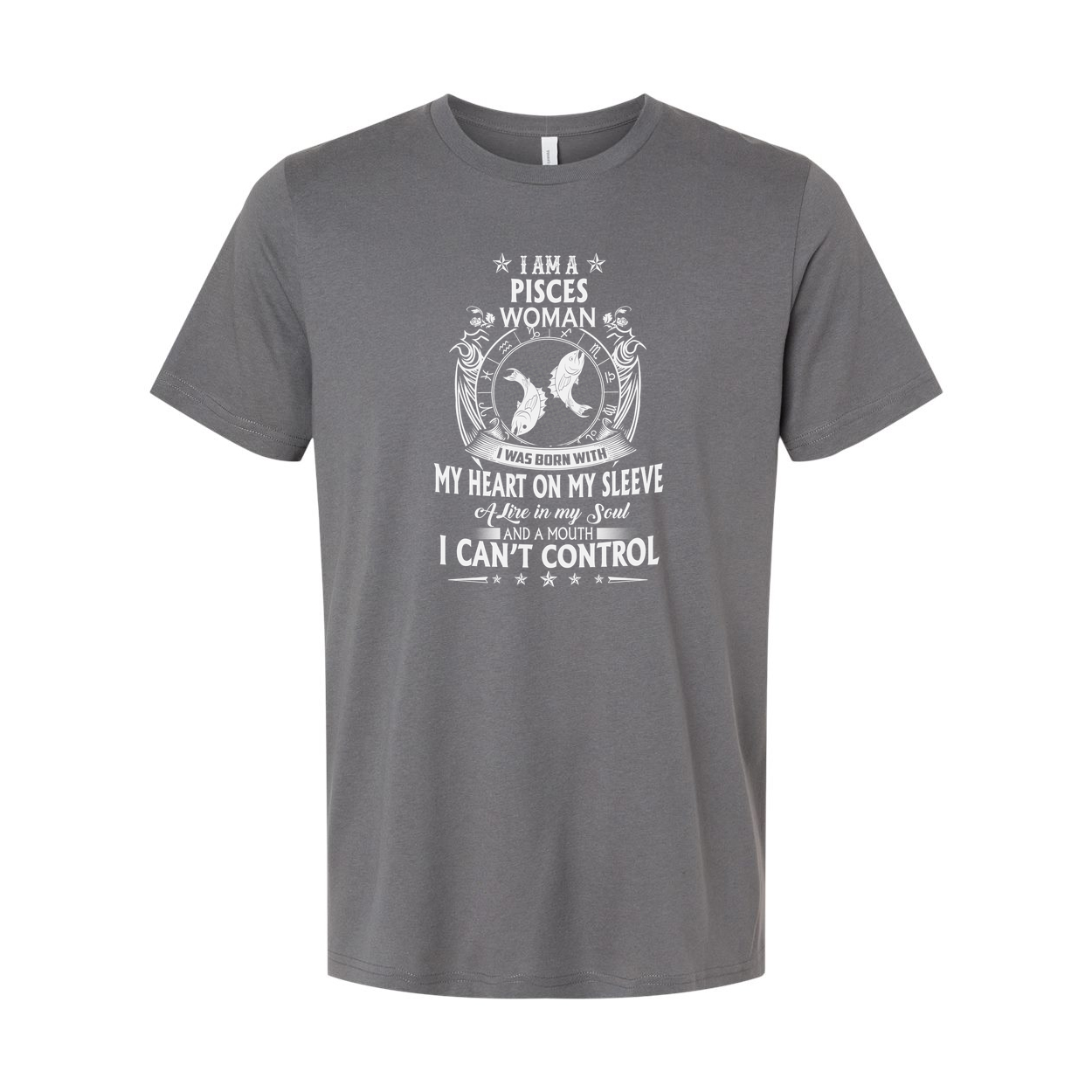 Unisex Short Sleeve Zodiac Graphic Tee Featuring Pisces Symbol With Celestial Emblem And Center Chest Artwork