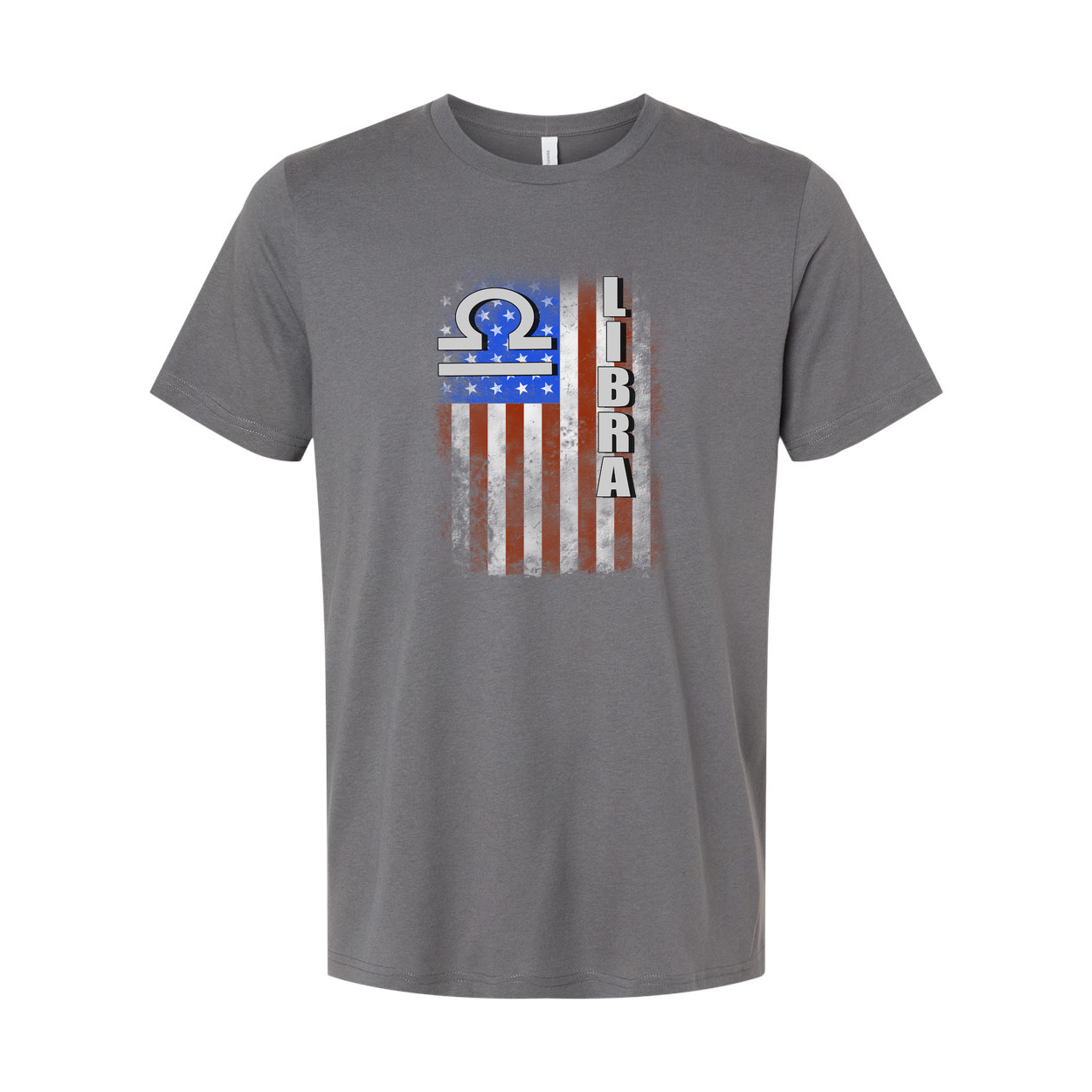 Libra Zodiac Graphic Tee With American Flag Design For Unisex Short Sleeve Shirt Collection