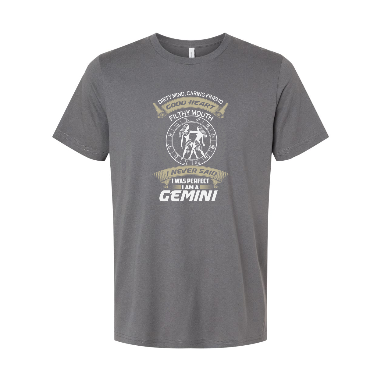 Gemini Zodiac Graphic Unisex T Shirt With Emblem Laurel Wreath And The Motto I Never Said I Was Perfect