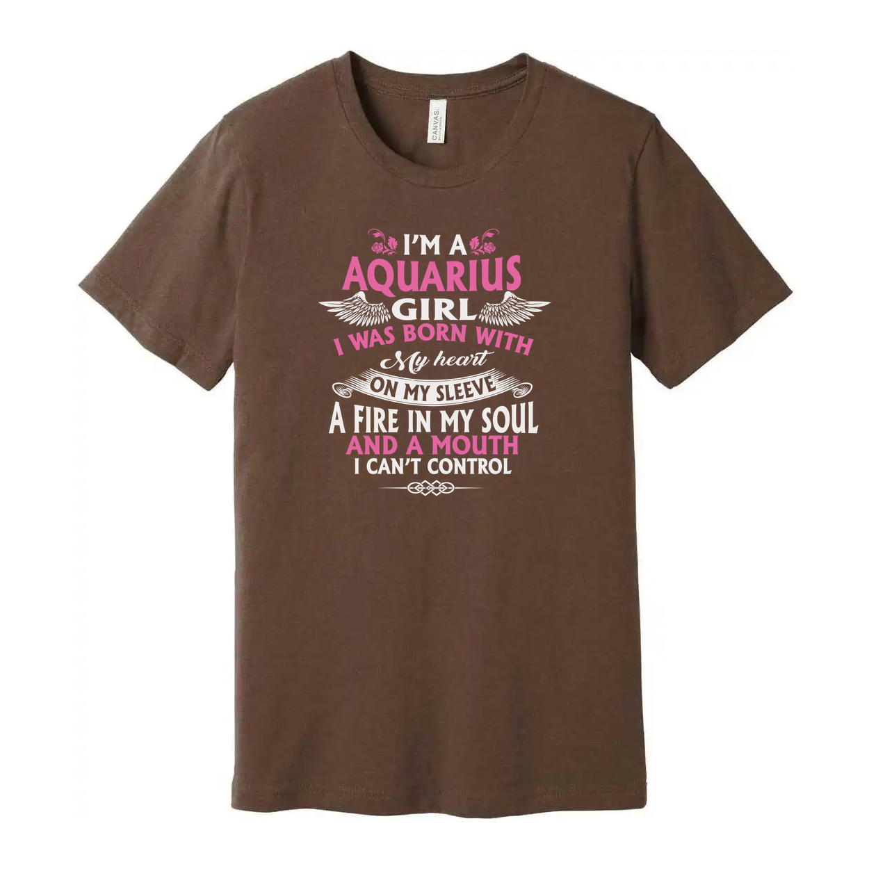 Unisex Aquarius Girl Zodiac T Shirt With Quote I Was Born With My Heart On My Sleeve