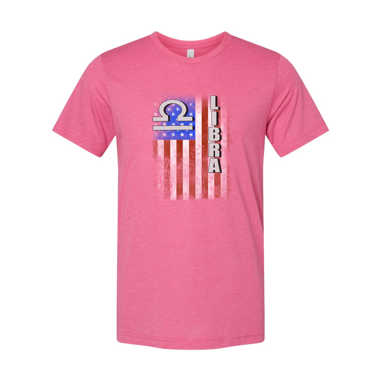Libra Zodiac Graphic Tee With American Flag Design For Unisex Short Sleeve Shirt Collection