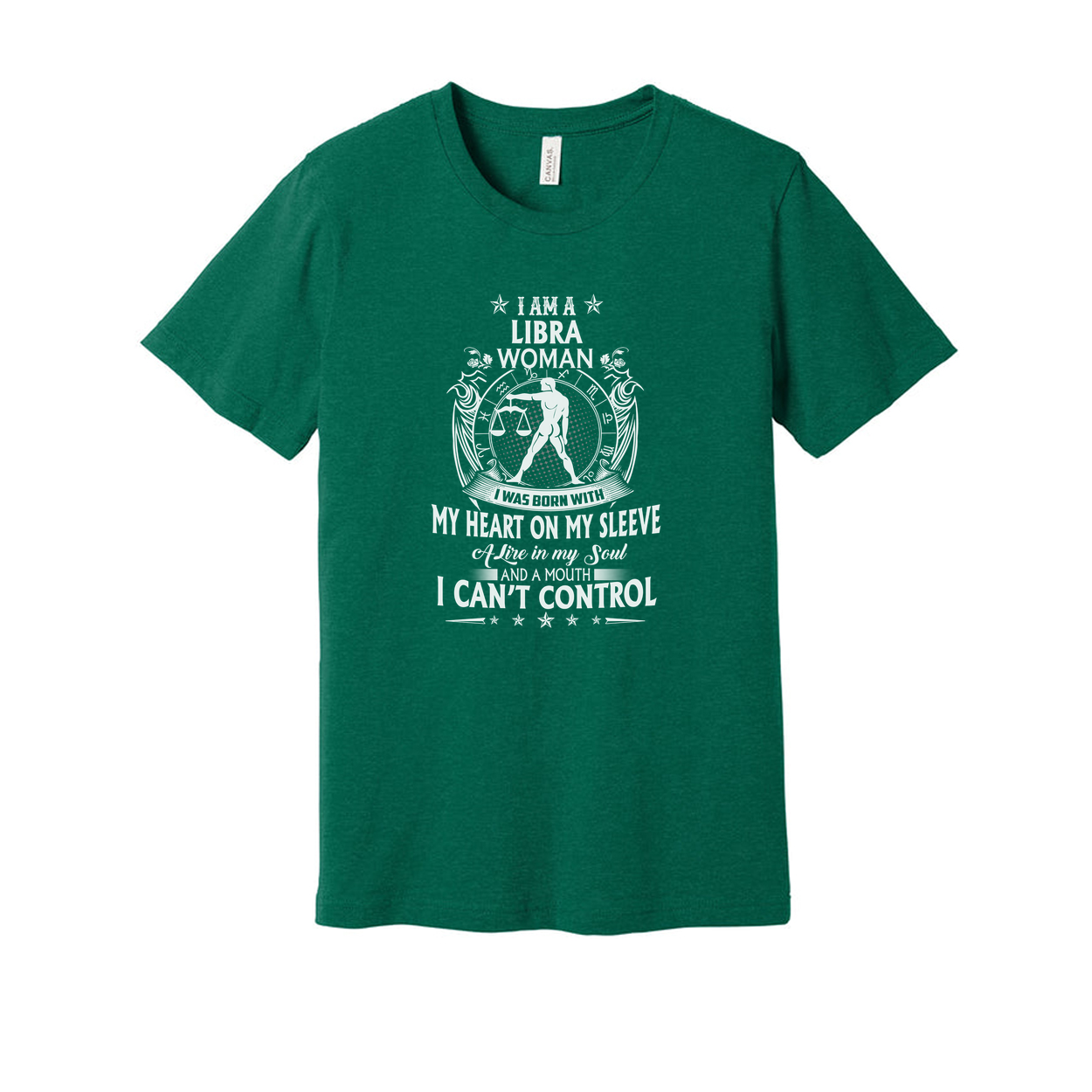 Libra Woman Zodiac Graphic Tee With I Am A Libra Woman And I Cannot Control My Heart