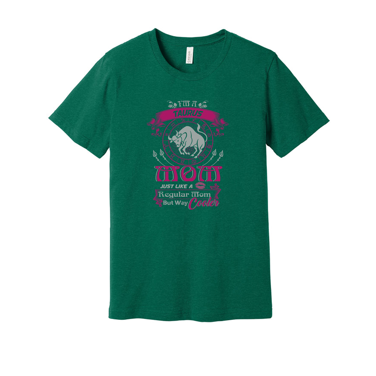 Taurus Zodiac Mom Graphic T Shirt Unisex Tee With Pink Emblem And Slogan Just Like A Regular Mom But Way Cooler