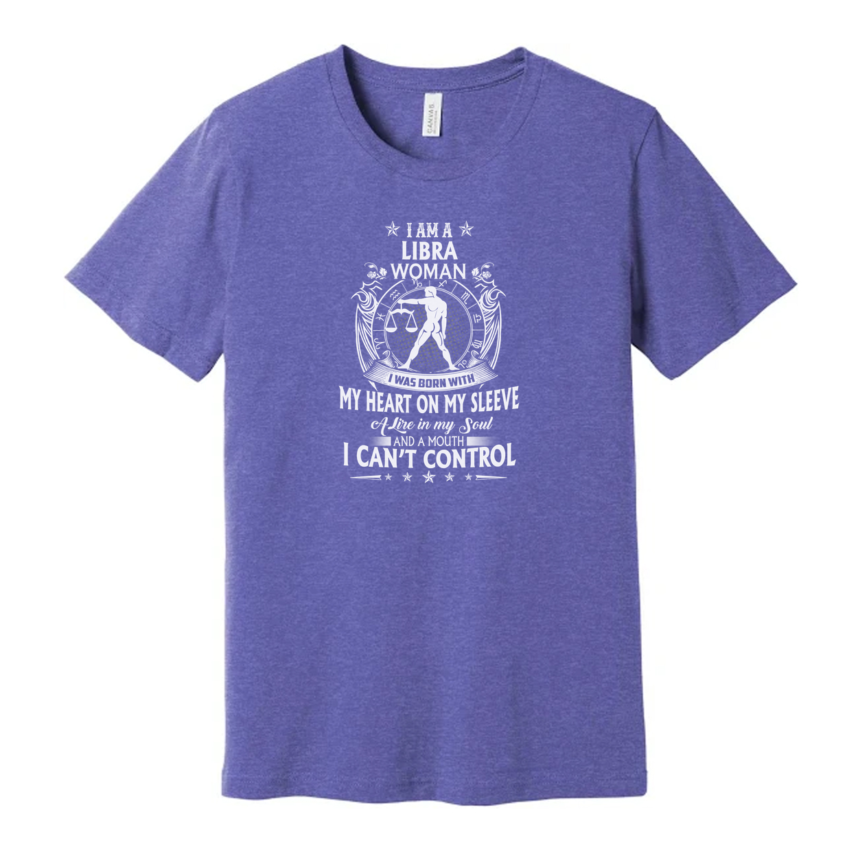 Libra Woman Zodiac Graphic Tee With I Am A Libra Woman And I Cannot Control My Heart