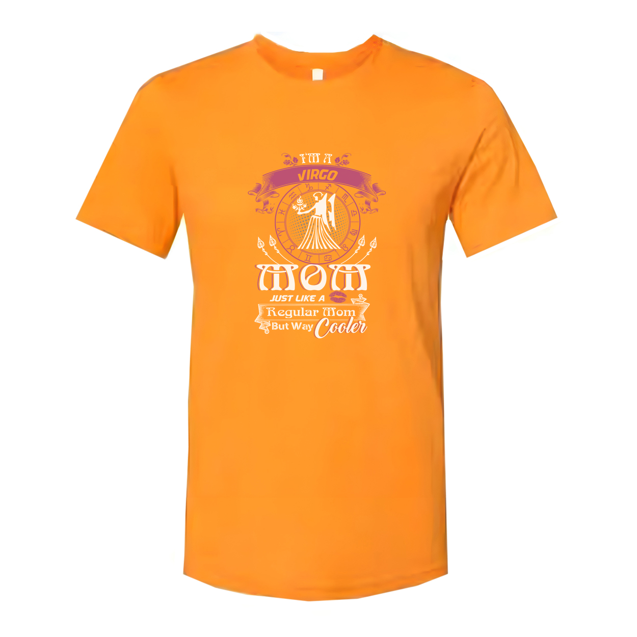 Zodiac Virgo Moon Emblem Graphic T Shirt With Pink Astrology Design For Unisex Everyday Wear