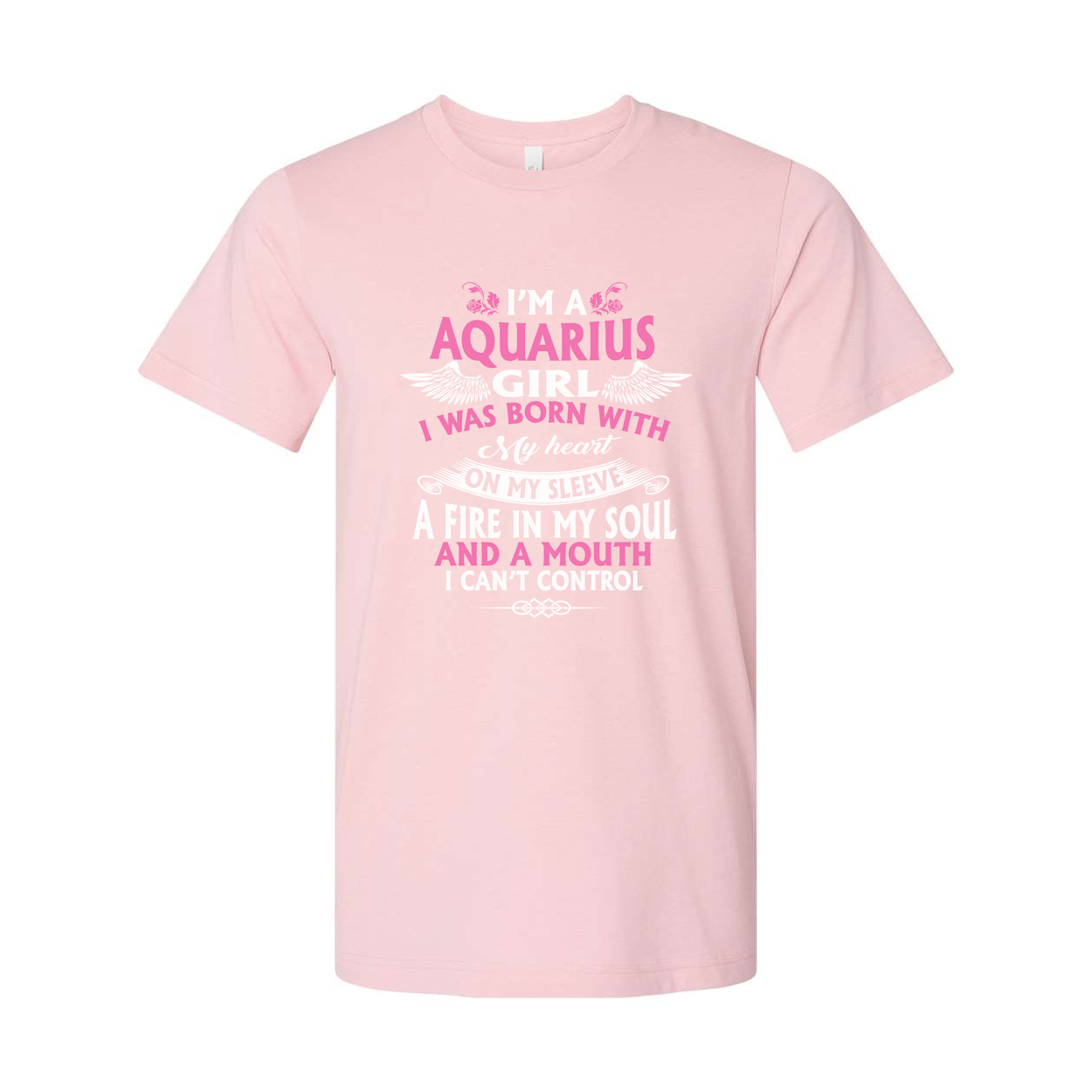 Unisex Aquarius Girl Zodiac T Shirt With Quote I Was Born With My Heart On My Sleeve