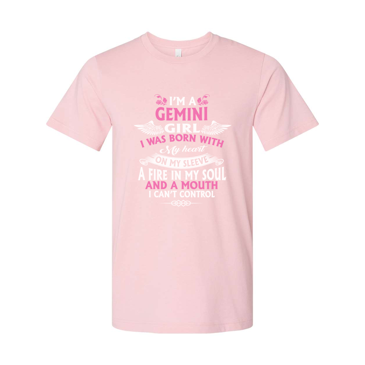 Gemini Girl Zodiac T Shirt With Quote I Was Born With A Heart On My Sleeve And A Fire In My Soul