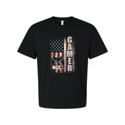 Graphic Gamer Unisex T Shirt With Flag And Controller Design