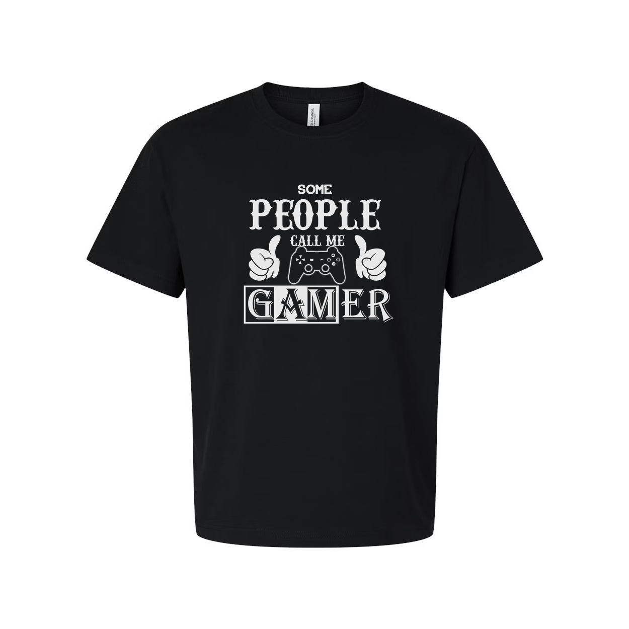 Some People Call Me Gamer Graphic Tee With Controller Icon And Thumbs Up Design Details