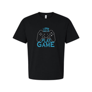 Unisex Graphic Tee Featuring Let's Play Game Controller Design In Blue For Casual Wear