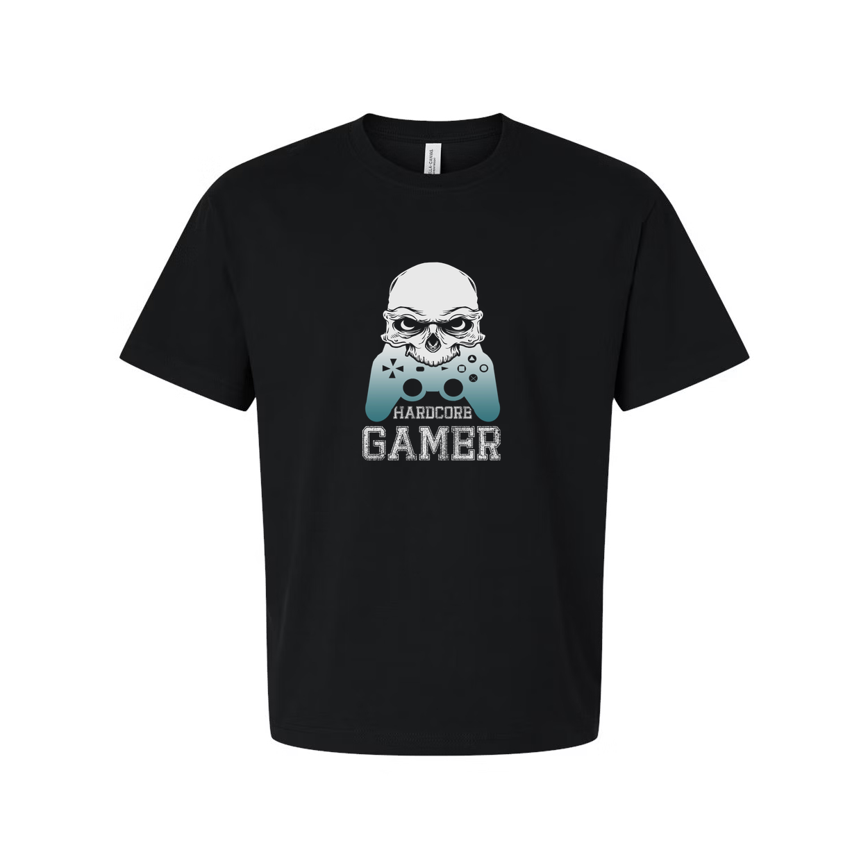 Unisex Graphic T Shirt With Skull Mascot And Game Controller Silhouette Hardcore Gamer Text