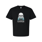 Unisex Graphic T Shirt With Skull Mascot And Game Controller Silhouette Hardcore Gamer Text