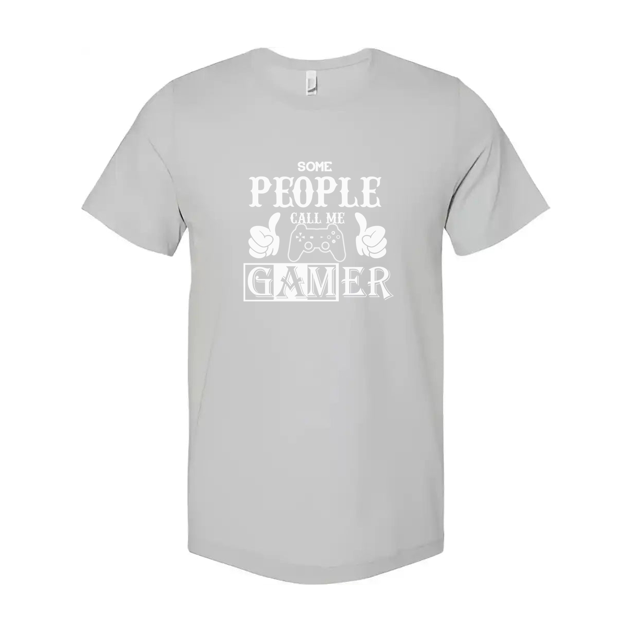 Some People Call Me Gamer Graphic Tee With Controller Icon And Thumbs Up Design Details