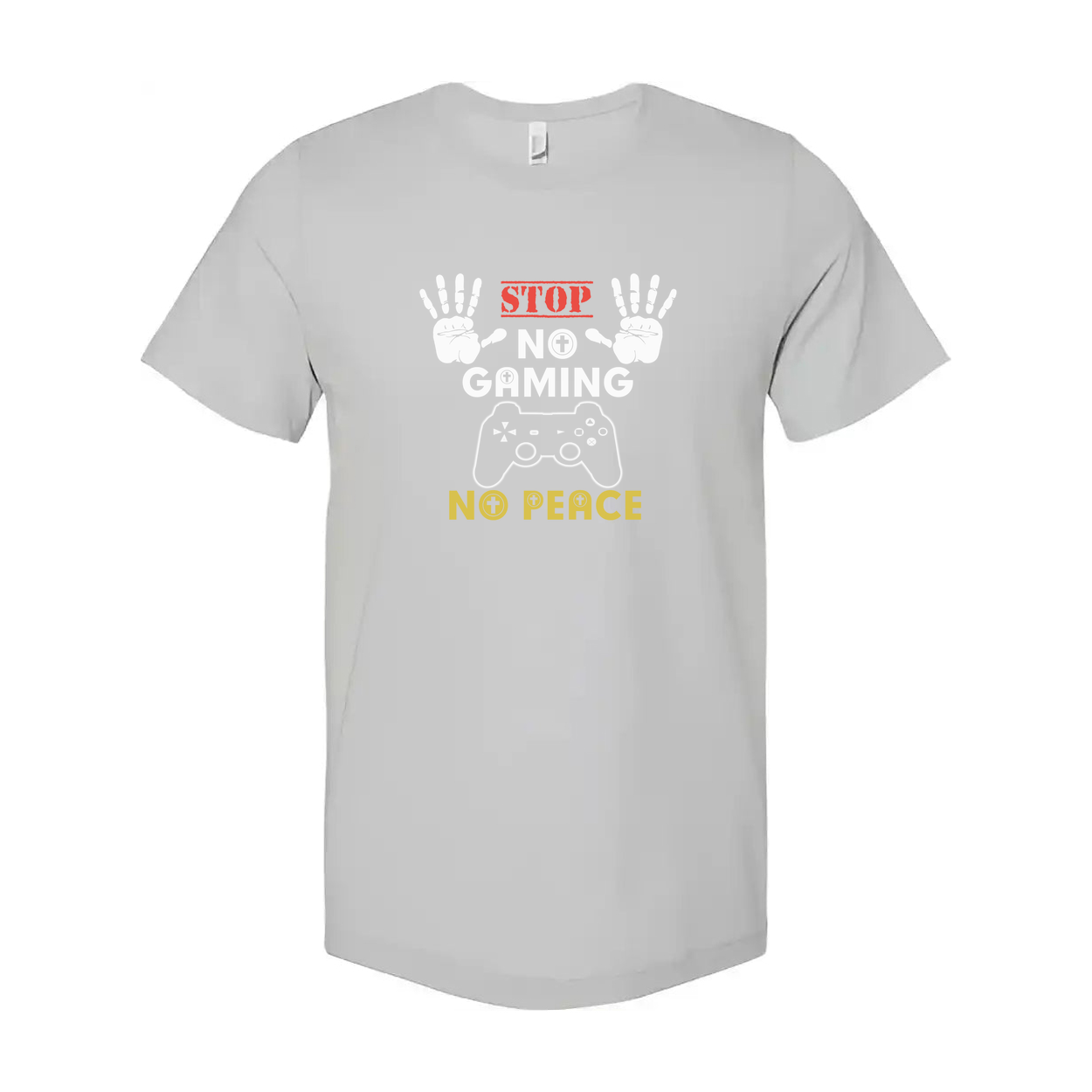 Unisex Graphic T Shirt With Stop No Gaming No Peace And Controller Illustration Design