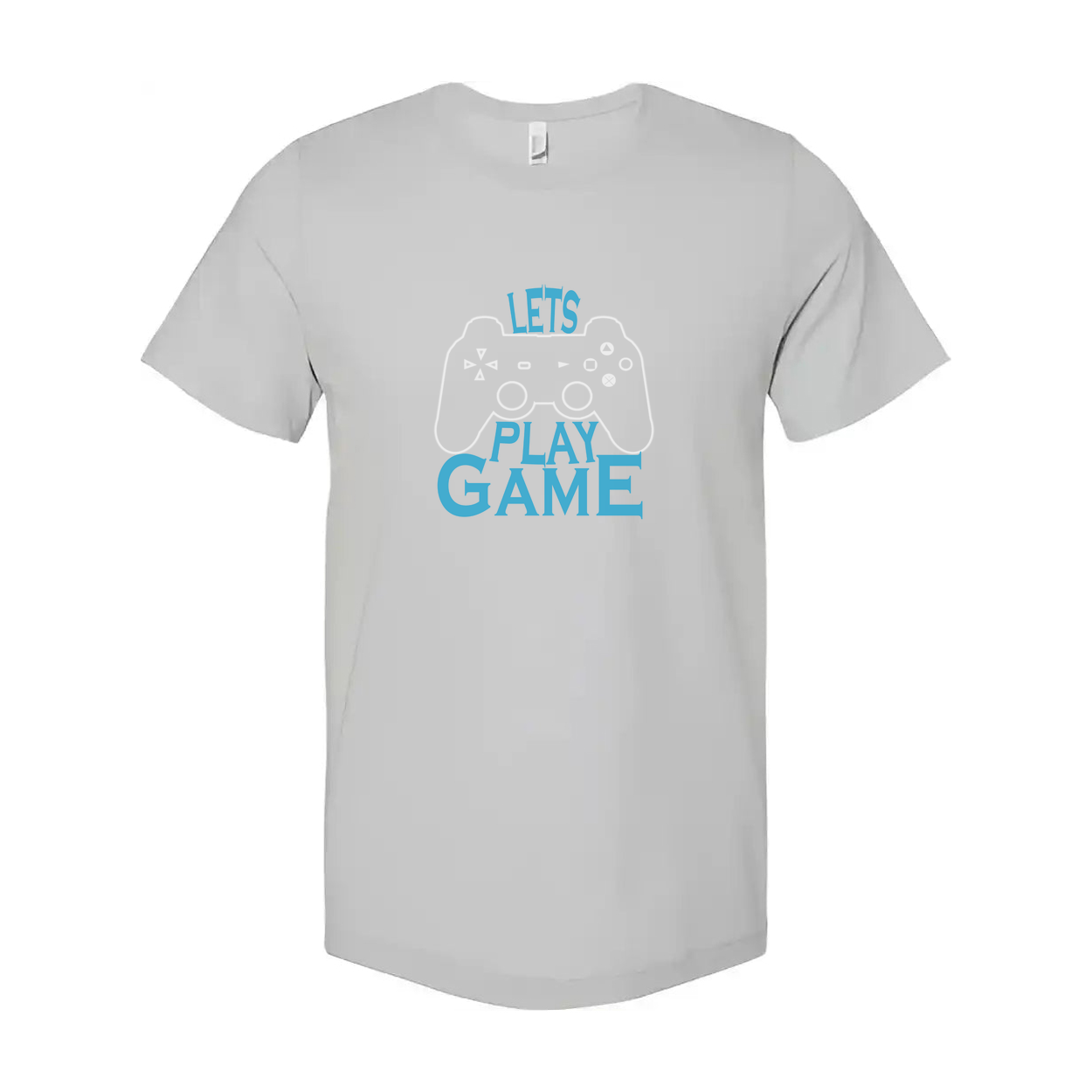 Unisex Graphic Tee Featuring Let's Play Game Controller Design In Blue For Casual Wear