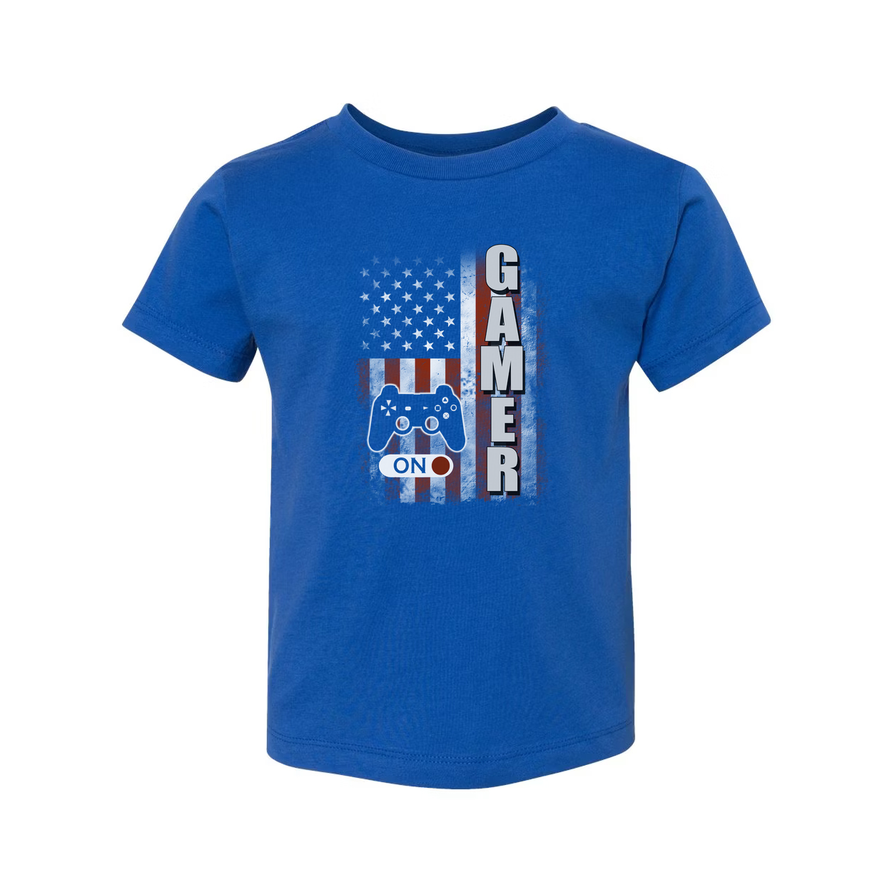 Graphic Gamer Unisex T Shirt With Flag And Controller Design