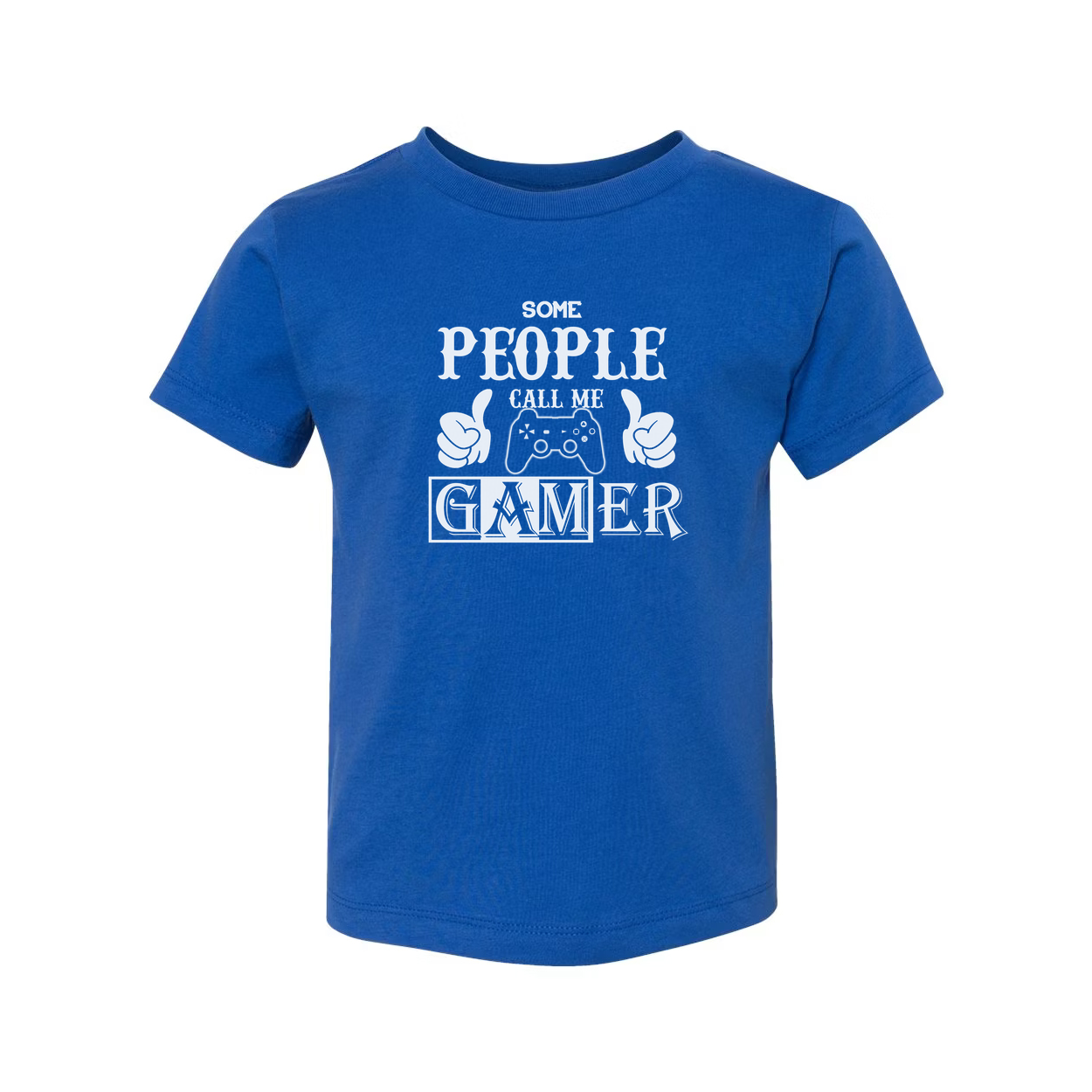 Some People Call Me Gamer Graphic Tee With Controller Icon And Thumbs Up Design Details