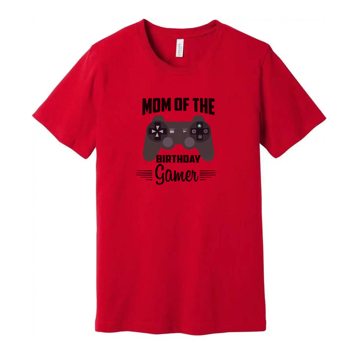 Mom Of The Birthday Gamer Unisex Graphic T Shirt For Adults Short Sleeve Casual Top